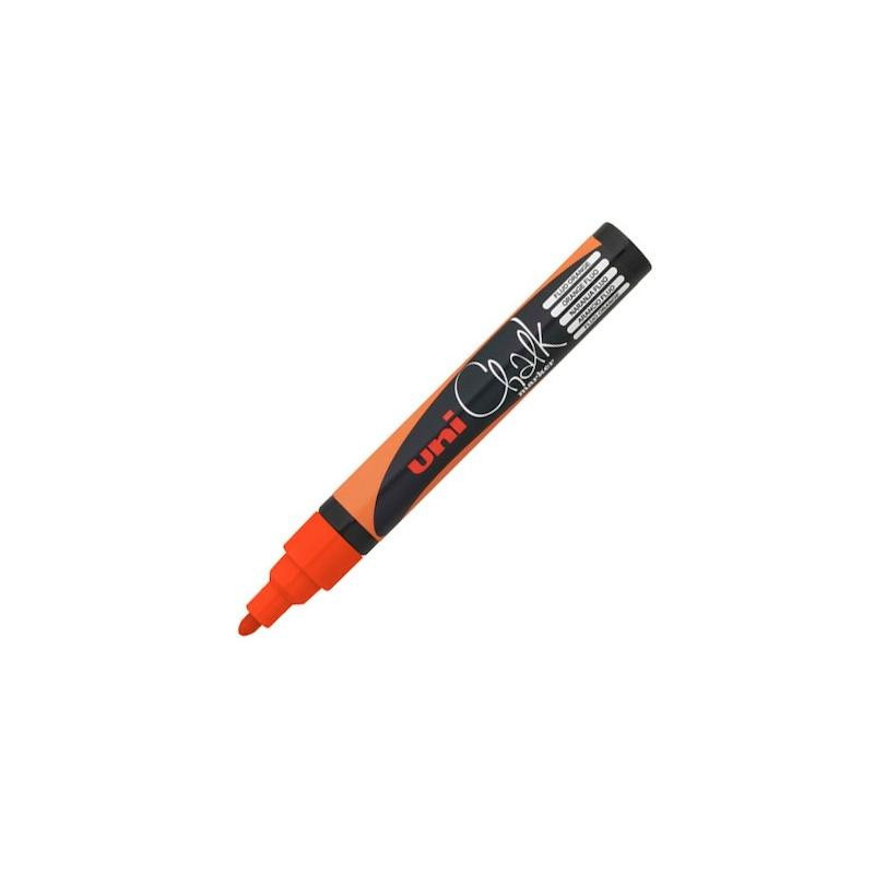 (264630000/140038000) UNIBALL MARCADOR DE TIZA LÍQUIDA CHALK PWE-5M NARANJA FLÚOR CAJA 6 UD