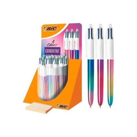 (511031) BIC BOLÍGRAFO 4 COLORES GRADIENT CUERPO BLANCO/MULTICOLOR SURTIDOS EXPOSITOR 30 UD