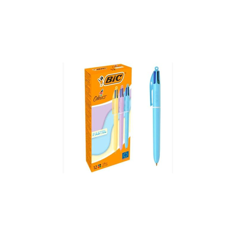 (517320) BIC BOLÍGRAFO 4 COLORES CUERPO PASTEL SURTIDOS CAJA 12 UD