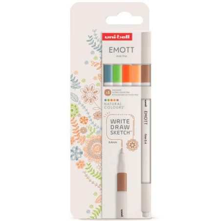 (302422263) UNIBALL EMOTT ROTULADORES DE ESCRITURA Y DIBUJO COLORES NATURALEZA ESTUCHE 5 UD