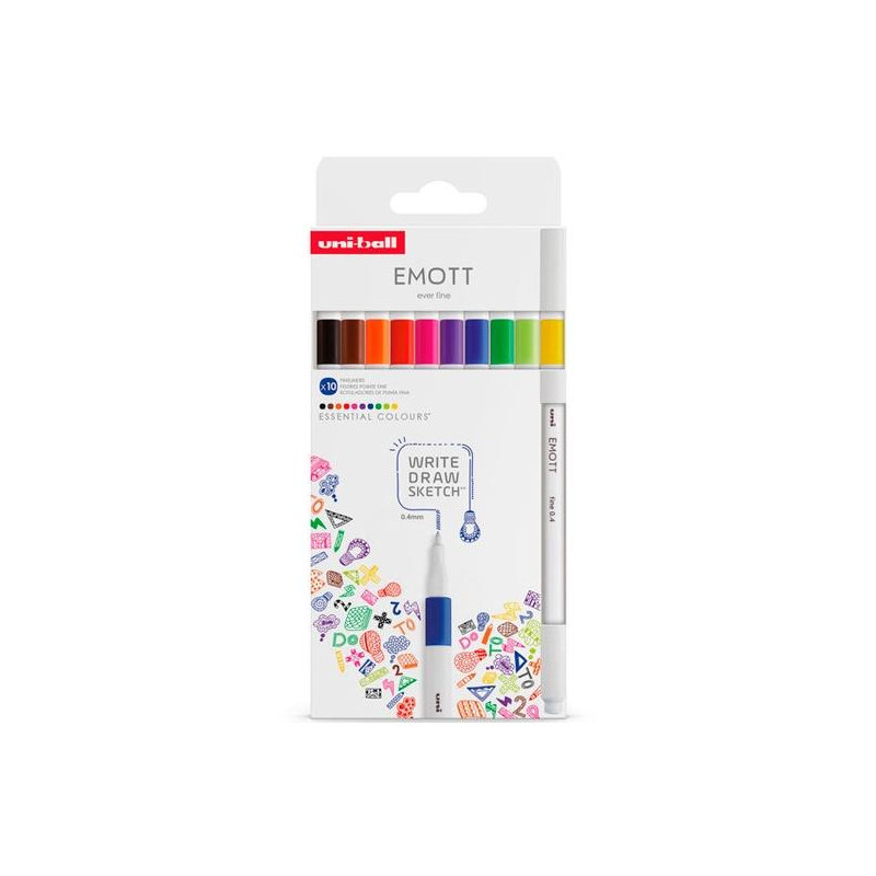 (302422268) UNIBALL EMOTT ROTULADORES DE ESCRITURA Y DIBUJO COLORES ESENCIALES ESTUCHE 10 UD