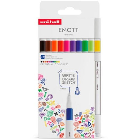 (302422268) UNIBALL EMOTT ROTULADORES DE ESCRITURA Y DIBUJO COLORES ESENCIALES ESTUCHE 10 UD
