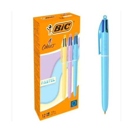 (517320) BIC BOLÍGRAFO 4 COLORES CUERPO PASTEL SURTIDOS CAJA 12 UD