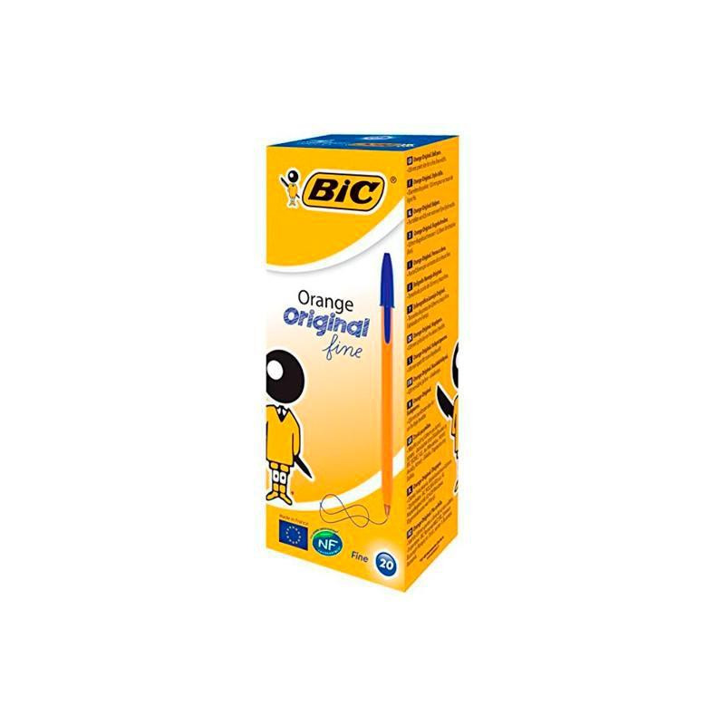 (8099221) BIC BOLÍGRAFO NARANJA ORIGINAL FINE AZUL CAJA 20 UD