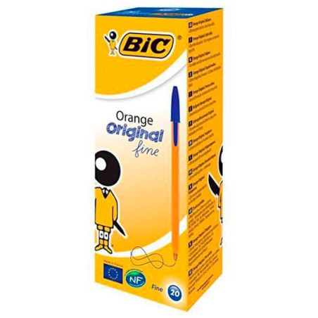 (8099221) BIC BOLÍGRAFO NARANJA ORIGINAL FINE AZUL CAJA 20 UD