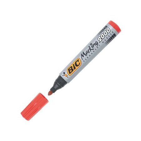 (8209133) BIC MARCADOR PERMANENTE MARKING 2000 PUNTA REDONDA ROJO CAJA 12 UD