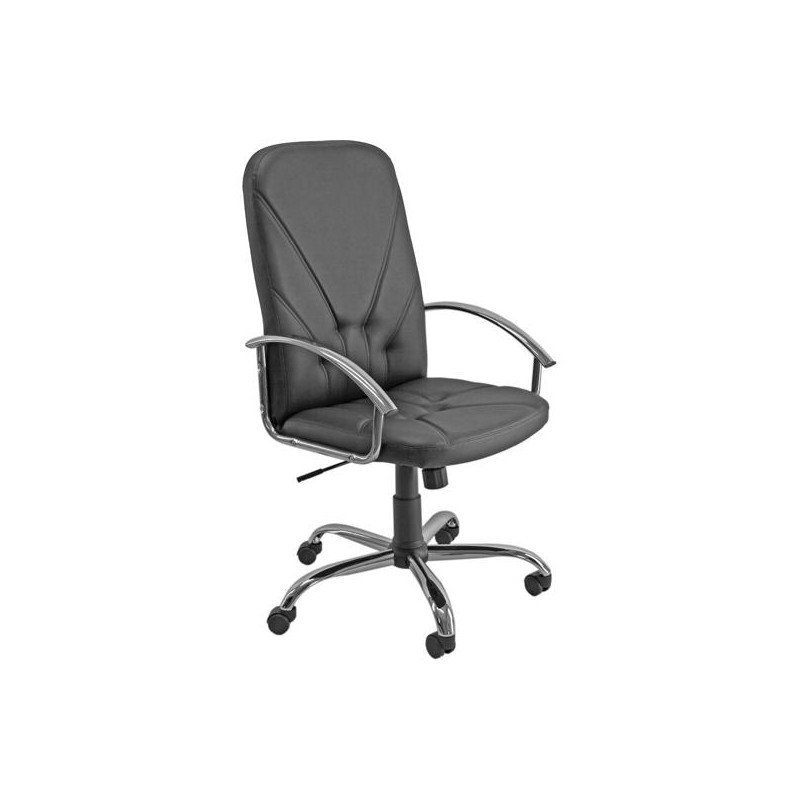 (DNPC/KN) UNISIT SILLÓN DIRECCION DANTE CUERO NEGRO BASE CROMADA