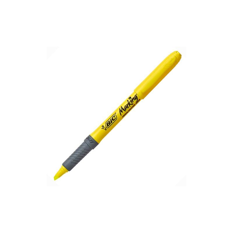 (811935) BIC MARCADOR FLUORESCENTE HIGHLIGTHER GRIP PUNTA BISELADA AMARILLO CAJA 12 UD