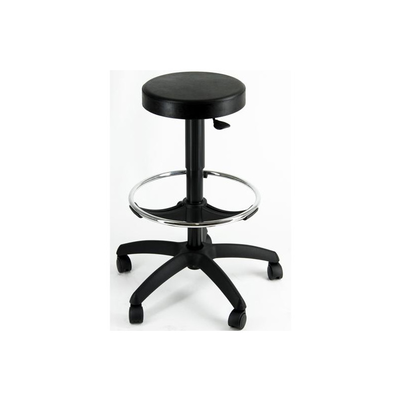 (EOE13) UNISIT TABURETE ESOS GIRATORIO REGULABLE C/REPOSAPIÉS POLIURETANO NEGRO