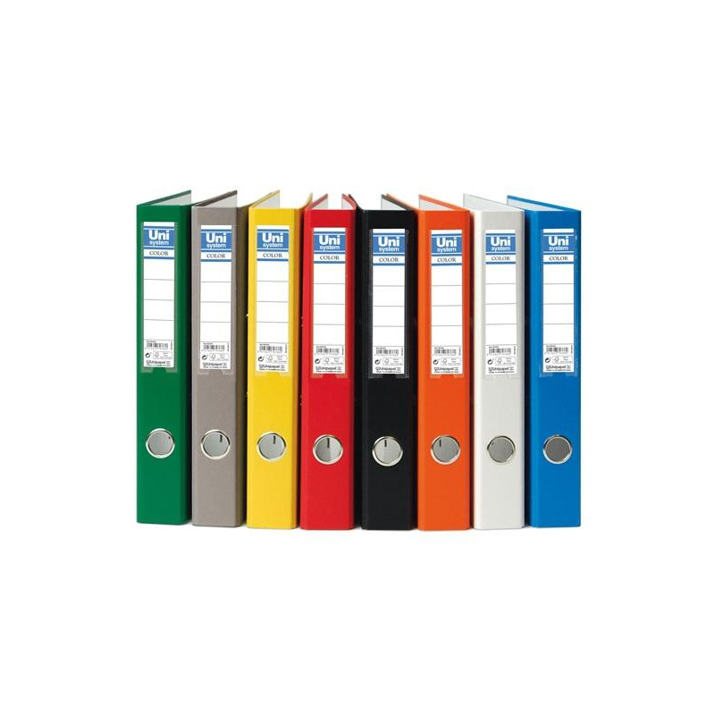 (92376) UNISYSTEM ARCHIVADOR PALANCA COLOR 45MM CANTONERA LARGA FOLIO CARTÓN FORRADO PP VERDE
