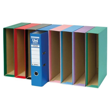 (92553) UNISYSTEM CAJETÍN PARA ARCHIVADOR PALANCA COLOR 65MM FOLIO AZUL SERENA