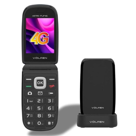 (ASTROFLIP4G-NEGRO) VOLFEN TELEFONO MOVIL ASTRO FLIP 4G PANTALLA XXL TIPO CHONCHA NEGRO