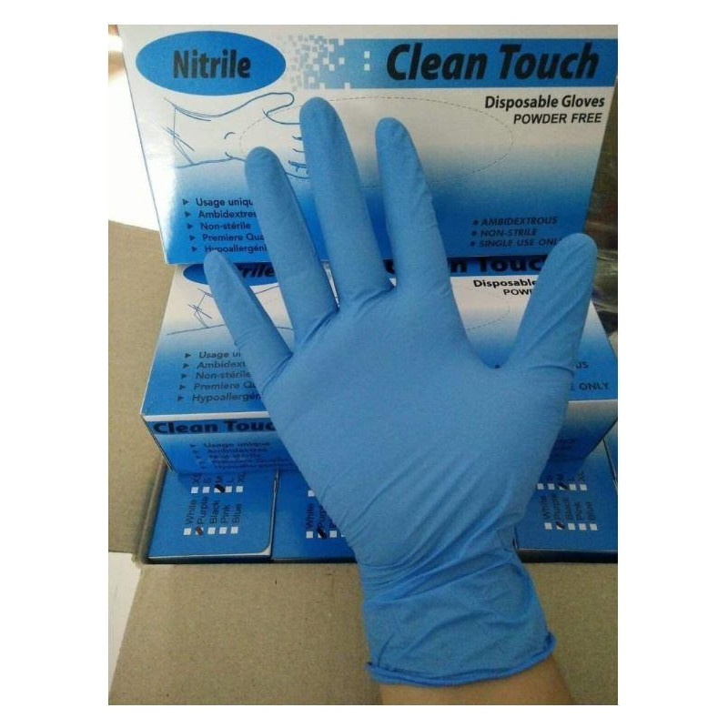(1111M) GUANTES DE NITRILO SIN POLVO TALLA M AZUL CAJA -100U-
