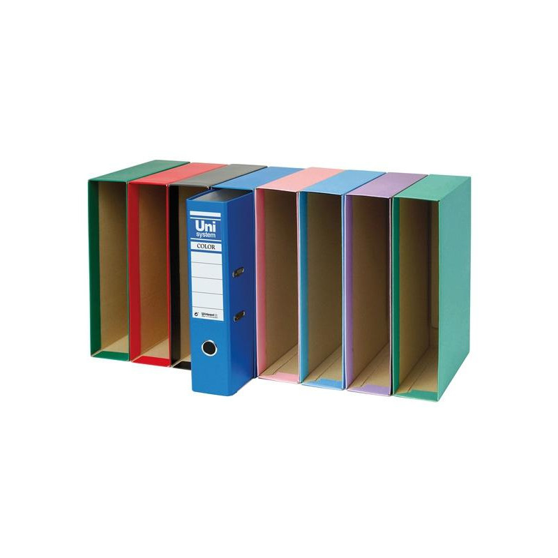 (92074) UNISYSTEM CAJETÍN PARA ARCHIVADOR PALANCA COLOR 65MM FOLIO AZUL