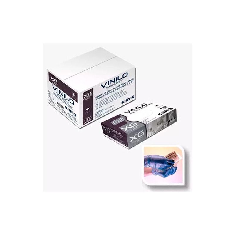(27085) CAJA DE GUANTES DE VINILO AZUL SIN POLVO MULTIUSOS TALLA XG -100U-
