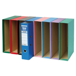 (92553) UNISYSTEM CAJETÍN PARA ARCHIVADOR PALANCA COLOR 65MM FOLIO AZUL SERENA