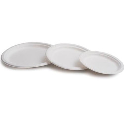 (41001) PLATO CAÑA DE AZÚCAR 17CM BIODEGRADABLE BLANCO PACK 50