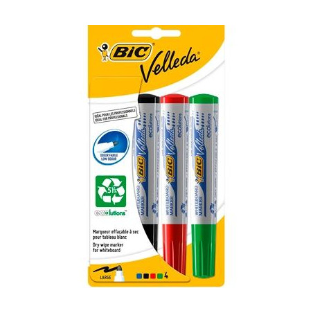 (8757151) VELLEDA MARCADORES PIZARRA BLANCA 1701 PPUNTA REDONDA C/SURTIDOS BLÍSTER 4 UD