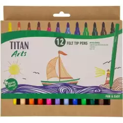(130400012) TITAN ARTS ROTULADORES COLORES SURTIDOS ESTUCHE 12 UD
