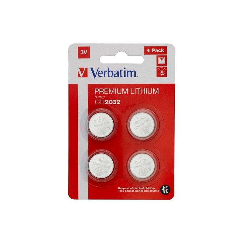 (49533) VERBATIM PILAS PLANAS LITIO CR2032 (PACK 4 UDS)