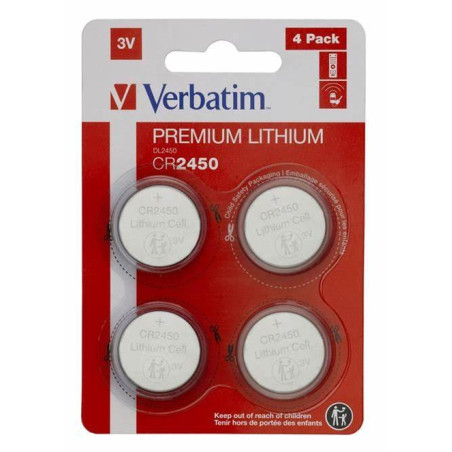 (49535) VERBATIM PILAS PLANAS DE LITIO 3V - CR2450 BLISTER 4 UD