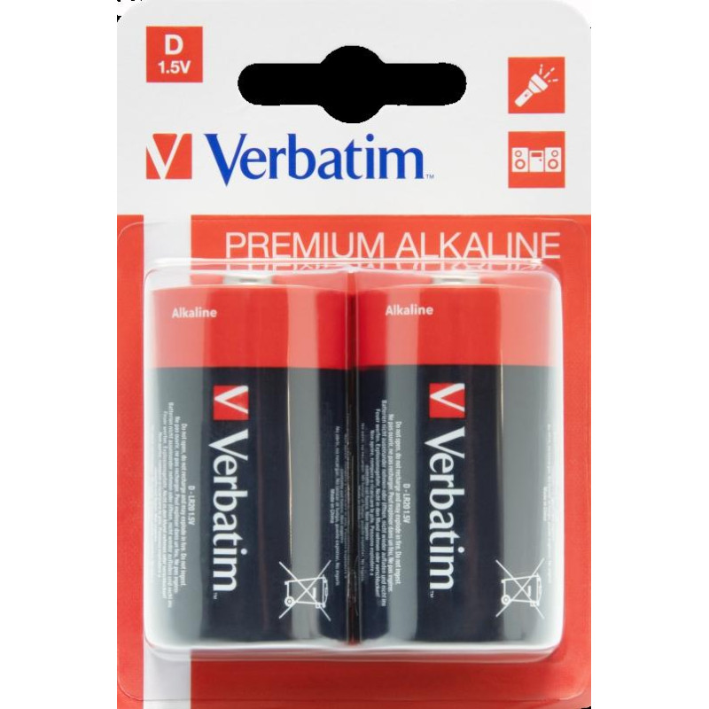 (49923) VERBATIM PILAS ALCALINAS D - LR20 - PACK 2 UDS