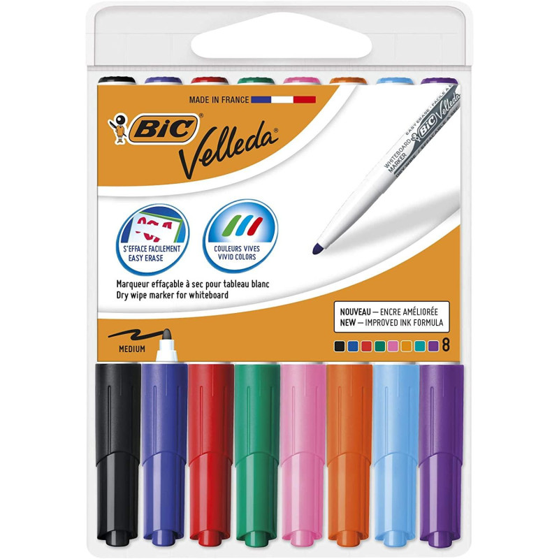 (503844/505462) VELLEDA MARCADOR PIZARRA BLANCA 1741 PUNTA REDONDA C/SURTIDOS ESTUCHE 8 UD
