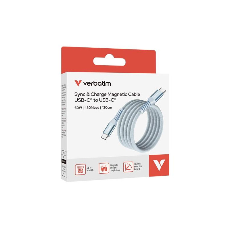 (31852) VERBATIM CABLE MAGNETICO TIPO USB-C/M - USB-C/M AZUL 60W 1