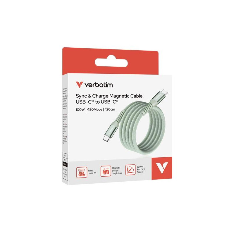 (31855) VERBATIM CABLE MAGNETICO TIPO USB-C/M - USB-C/M VERDE 100W 1