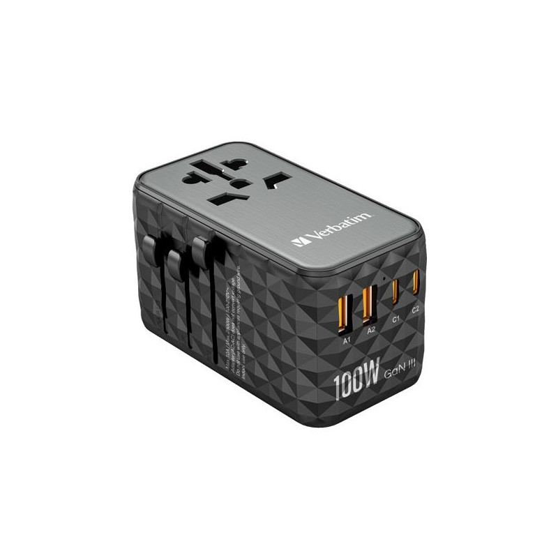 (32121) VERBATIM UTA-06 ADAPTADOR  UNIVERSAL DE VIAJE CON 2 PUERTO USB-C - 2 PUERTO USB-A