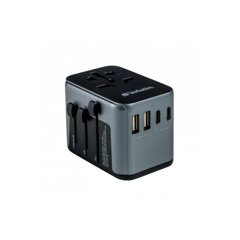 (49545) VERBATIM UTA-03 ADAPTADOR UNIVERSAL DE VIAJE CON 1 PUERTO USB-C - 2 PUERTO USB-A - 2 PUERTO USB-C