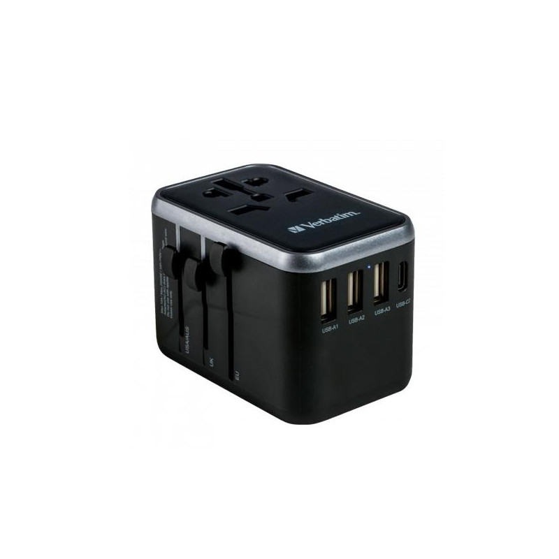 (49546) VERBATIM UTA-04 ADAPTADOR  UNIVERSAL DE VIAJE CON 1 PUERTO USB-C - 3 PUERTO USB-A - 1 PUERTO USB-C