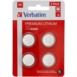 (49533) VERBATIM PILAS PLANAS LITIO CR2032 (PACK 4 UDS)