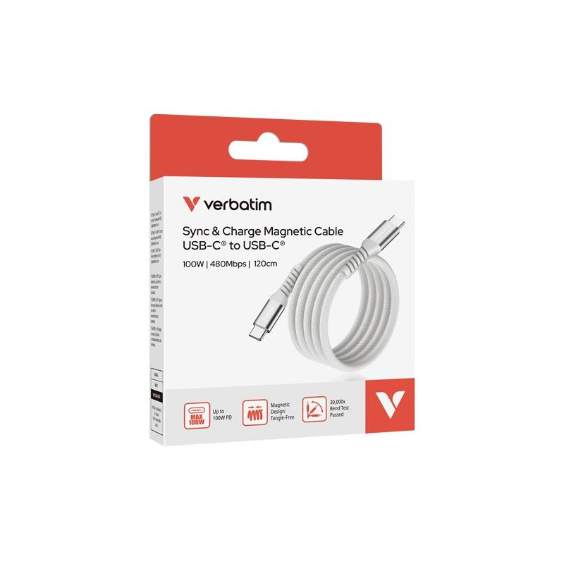 (31854) VERBATIM CABLE MAGNETICO TIPO USB-C/M - USB-C/M GRIS 100W 1