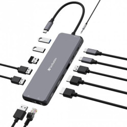 (32153) VERBATIM HUB PRO USB-C A 2XHDMI/1XDP/1XRJ45/3XUSB-A 3.2/1XUSB-A 3.2/2 XUSB-A 2.0/1X JACK 3.5/2XUSB-C PD PLATA