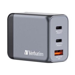 (32201) VERBATIM GNC-65 CARGADOR PARED GAN 65W USB-A 3.0 Y 2XUSB-C 3.0
