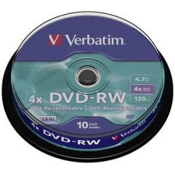(43552) VERBATIM DVD-RW 4.7GB 4X (TARRINA 10 UNIDADES)