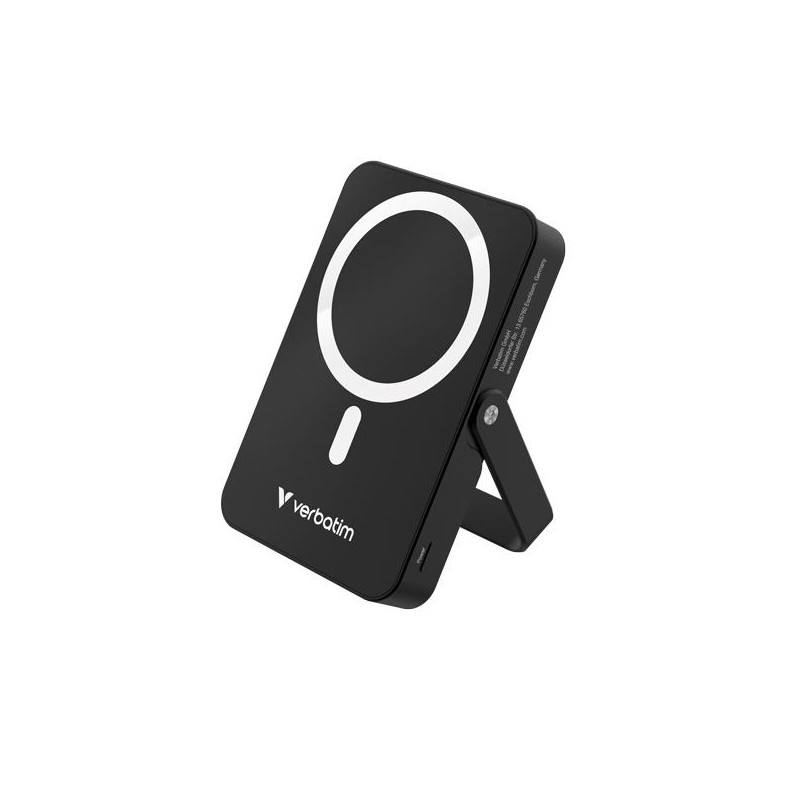 (32264) VERBATIM CARGADOR INALAMBRICO POWER BANK C/ SOPORTE 10K MAH 1XUSB-C NEGRO