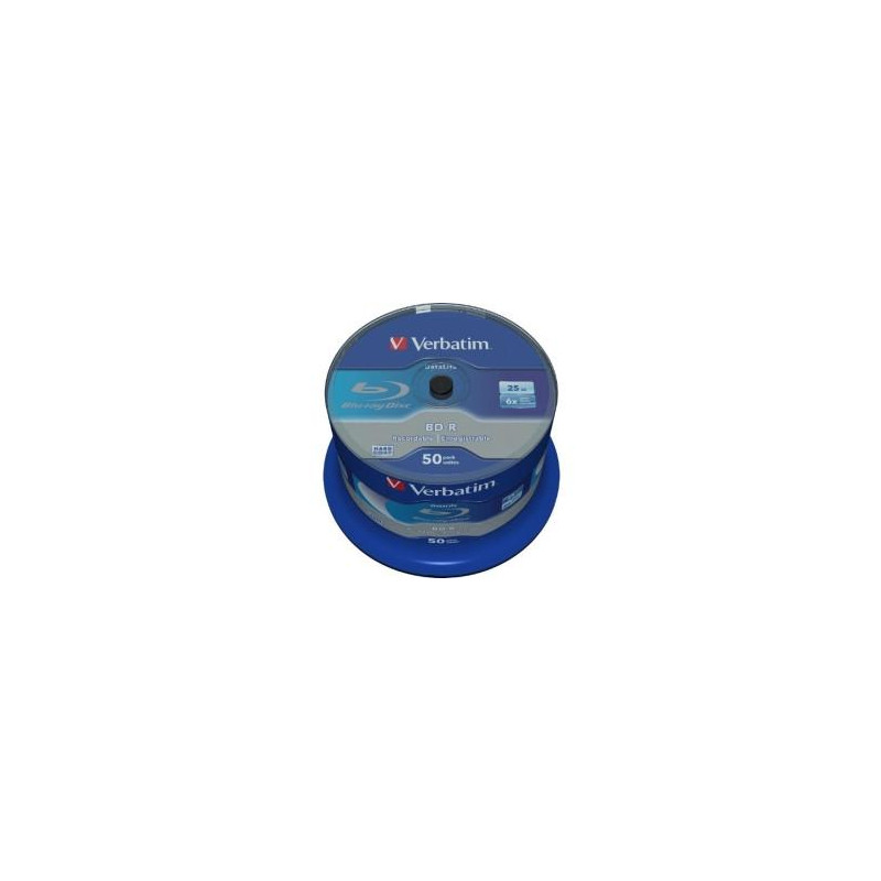 (43838) VERBATIM BD-R BLU-RAY 25GB 6X SPEED DATALIFE WHITE BLUE SURFACE- 50 PACK