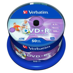 (43512) VERBATIM DVD+R AZO 4.7GB 16X WIDE PRINTABLE SURFACE NO-ID