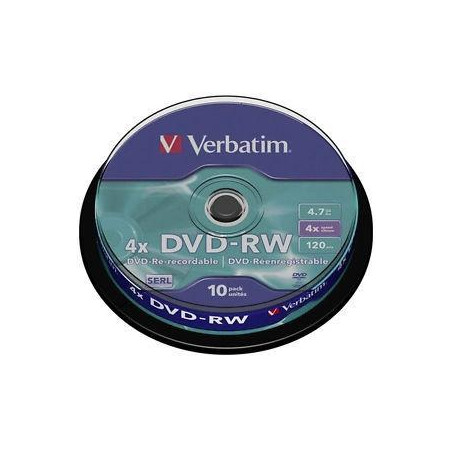 (43552) VERBATIM DVD-RW 4.7GB 4X (TARRINA 10 UNIDADES)