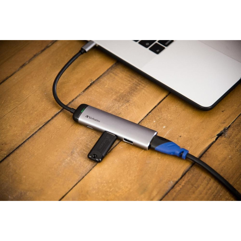 (49140) VERBATIM HUB MULTIPUERTO USB-C / 2XUSB 3.0 / HDMI CARGA USB-C PLATA