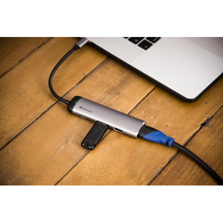 (49140) VERBATIM HUB MULTIPUERTO USB-C / 2XUSB 3.0 / HDMI CARGA USB-C PLATA