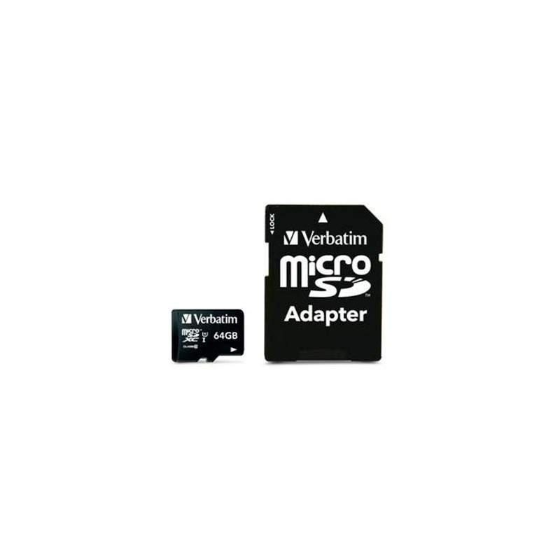 (44084) VERBATIM MICRO SDHC 64GB CLASE 10 C/ADAPTADOR