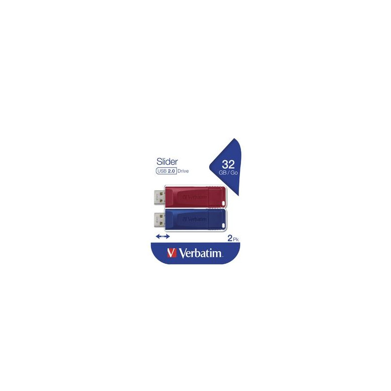 (49327) VERBATIM PENDRIVE SLIDER 32GB USB 2.0 -MULTIPACK 2U-
