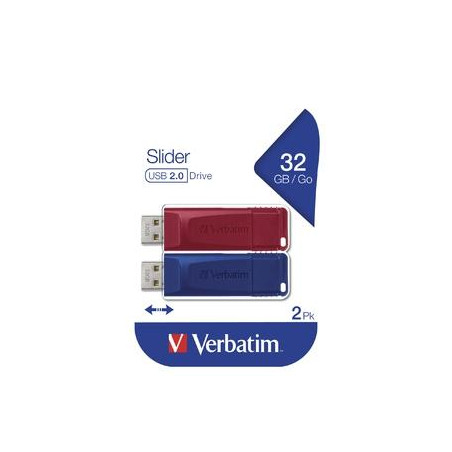 (49327) VERBATIM PENDRIVE SLIDER 32GB USB 2.0 -MULTIPACK 2U-