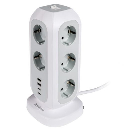 (49547) VERBATIM REGLETA DE ENCHUFES CON 11 TOMAS CON INTERRUPTOR CABLE 2 M + 2 UBS-C Y 2 USB-A BLANCO