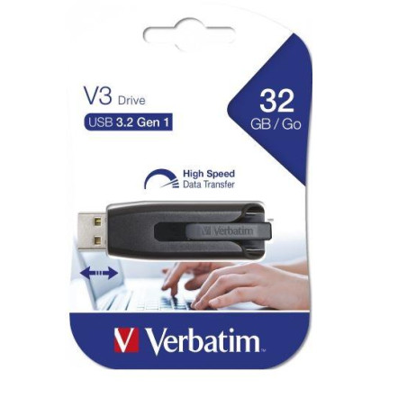 (49173) VERBATIM PENDRIVE V3 STORE ´N´ GO SUPER SPEED 32GB RETRÁCTIL USB 3.2 NEGRO