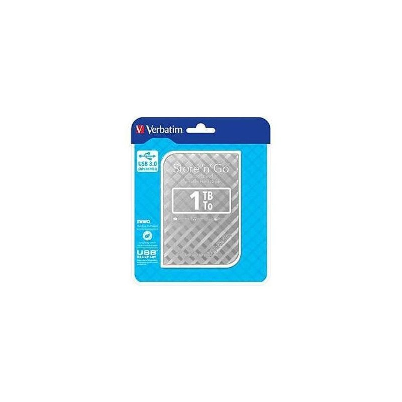 (53197) VERBATIM DISCO DURO PORTÁTIL STORE 'N' GO 1TB HDD 2.5" USB 3.0 PLATA