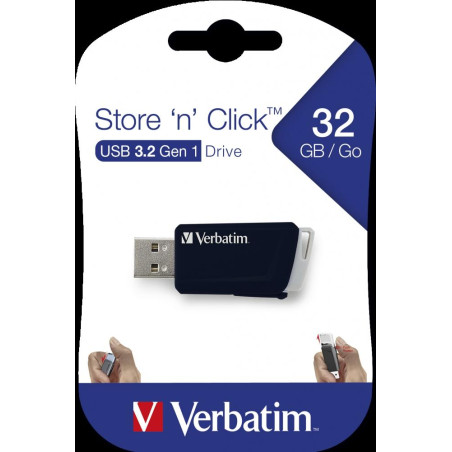 (49307) VERBATIM PENDRIVE STORE´N´CLICK 32GB USB 3.2 C/RANURA PARA COLGAR NEGRO